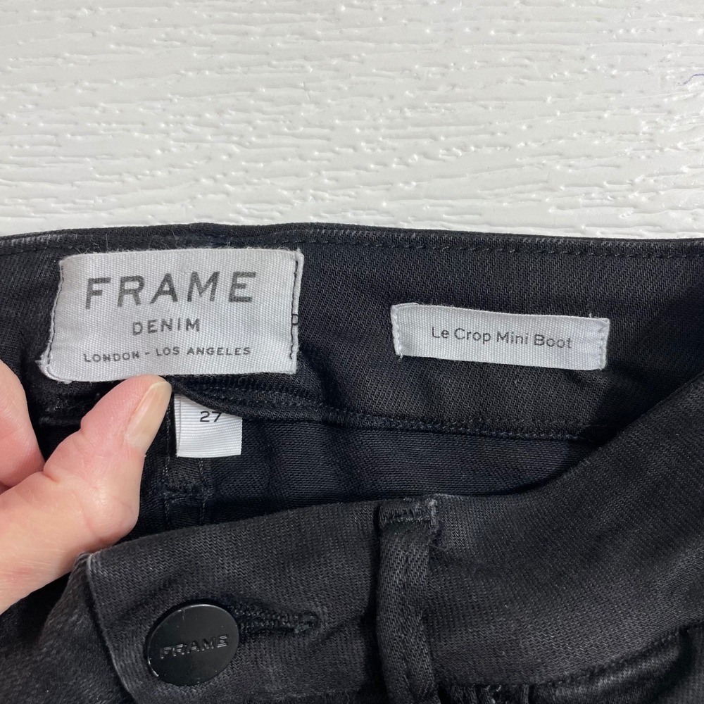 FRAME Le Crop Mini Boot Jeans Women's Faded Black Denim Size 27 Mid Rise Cropped - Picture 5 of 9